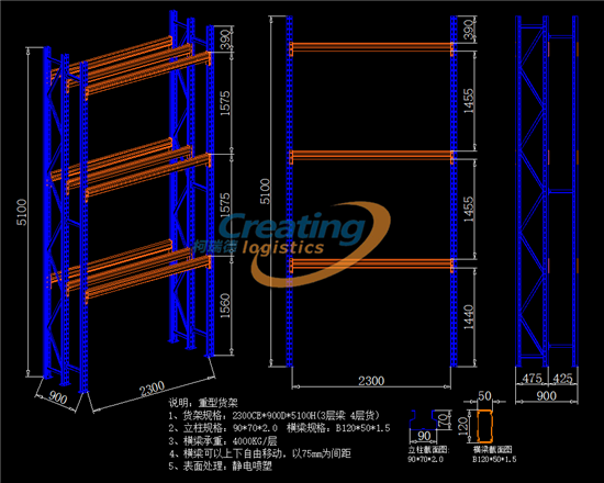 承重4噸，立柱2.0mm